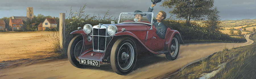 MG Midget and Spitfires Off Duty painting by Neil Hipkiss