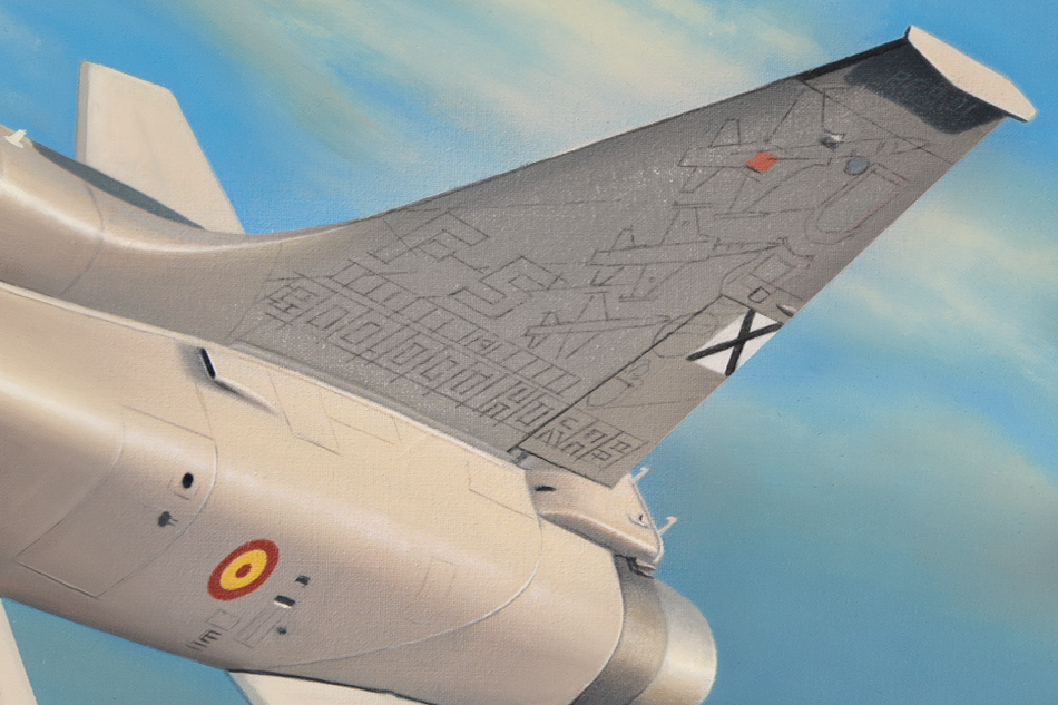 Commemorative F-5 tail design during painting
