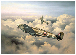 Spitfire Oil Painting by Neil Hipkiss Aviation Artist 