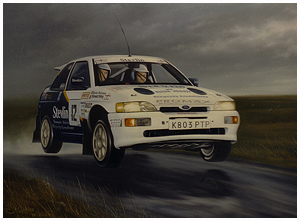 Kevin  C Sevens - English Rally Champion - Oil Painting by Neil Hipkis Automotive Artist 