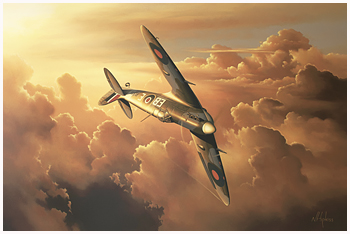 Spitfire in Sunset - Oil Painting by Neil Hipkiss